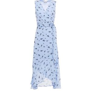 Ganni Ruffled Floral-Print Georgette Midi Wrap Dress